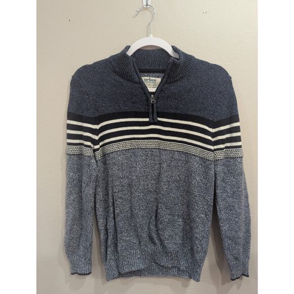 Men's blue 2 tone 1/4 zip knit sweater by Urban Pipeline size Large - Picture 1 of 9